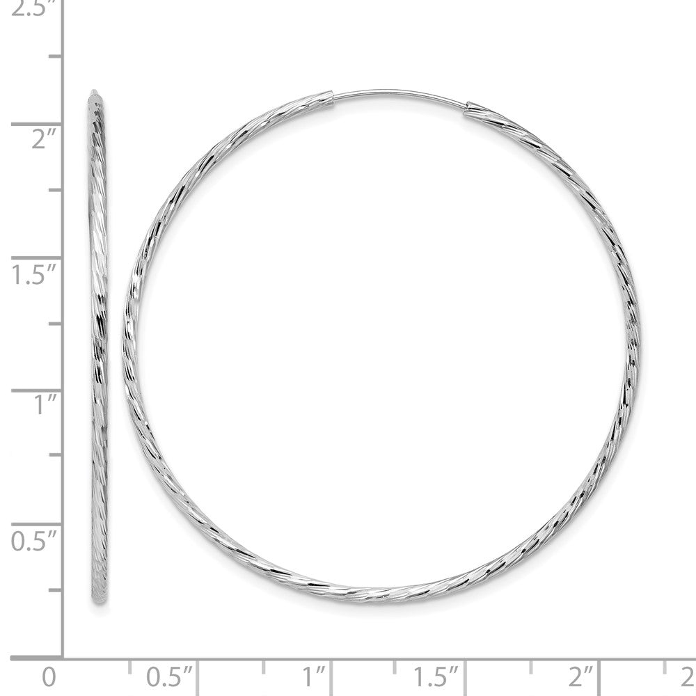 Sterlingsilber Ss Rhodiniert Diamantiert 1.5mm Endlos Creolen