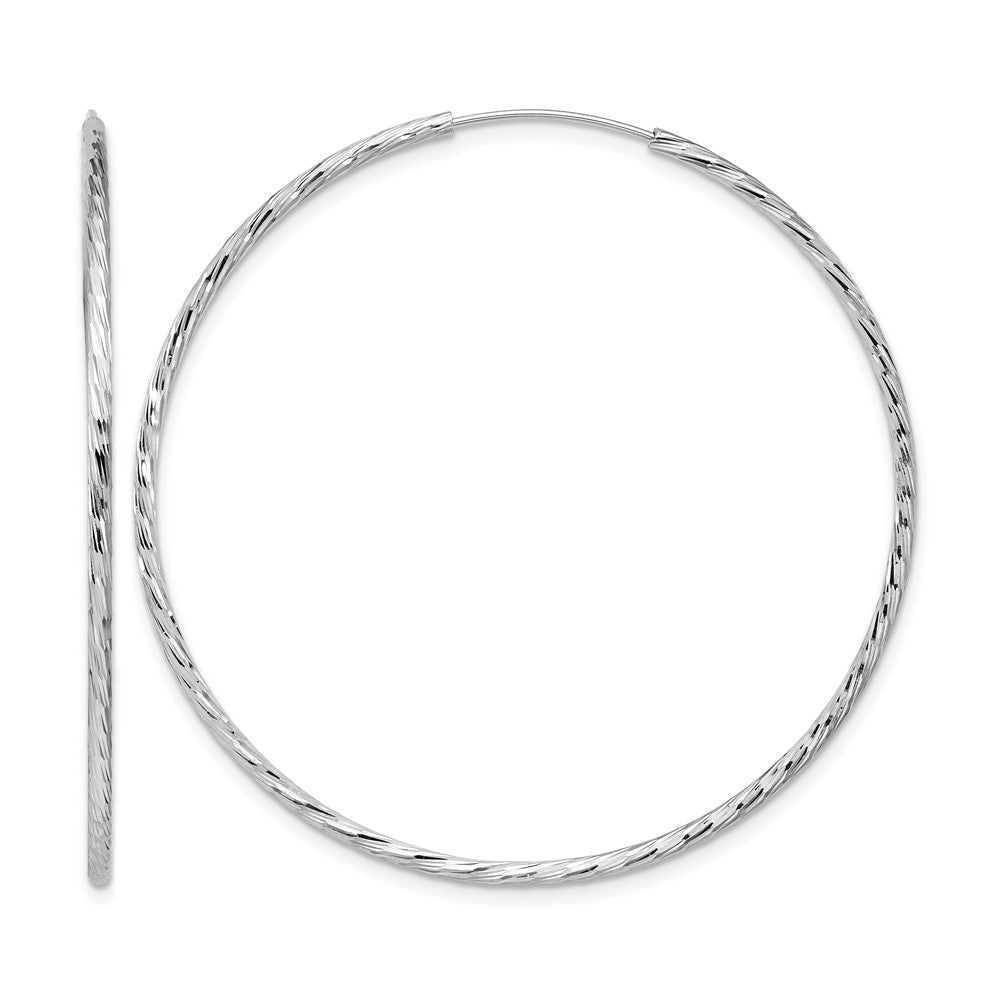 Sterlingsilber Ss Rhodiniert Diamantiert 1.5mm Endlos Creolen