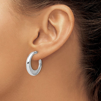 Sterlingsilber Ss Rhodiniert Plt Radiant Essence Poliert/textured Stecker J Creolen