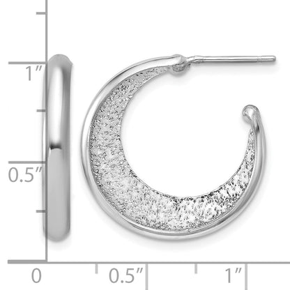 Sterlingsilber Ss Rhodiniert Plt Radiant Essence Poliert/textured Stecker J Creolen