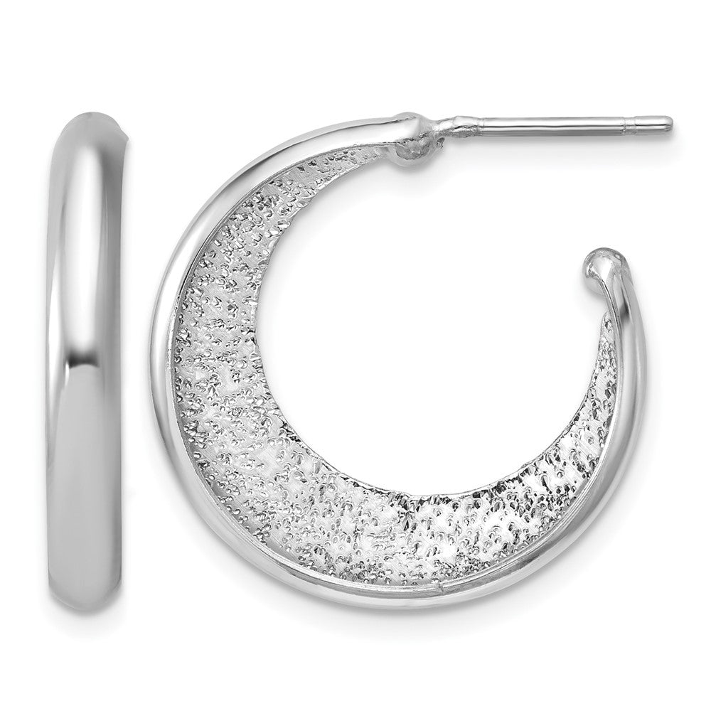 Sterlingsilber Ss Rhodiniert Plt Radiant Essence Poliert/textured Stecker J Creolen