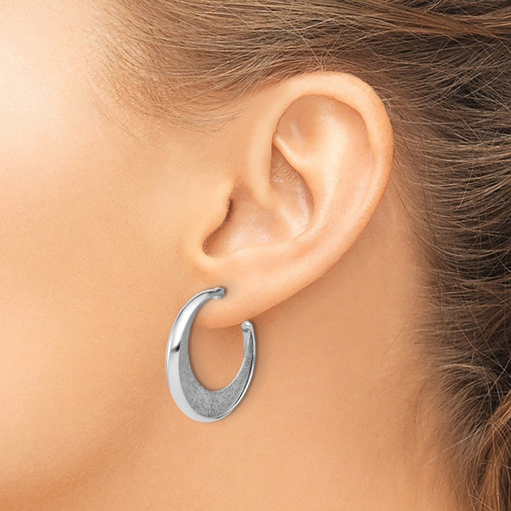 Sterlingsilber Ss Rhodiniert Plt Radiant Essence Poliert/textured Stecker J Creolen
