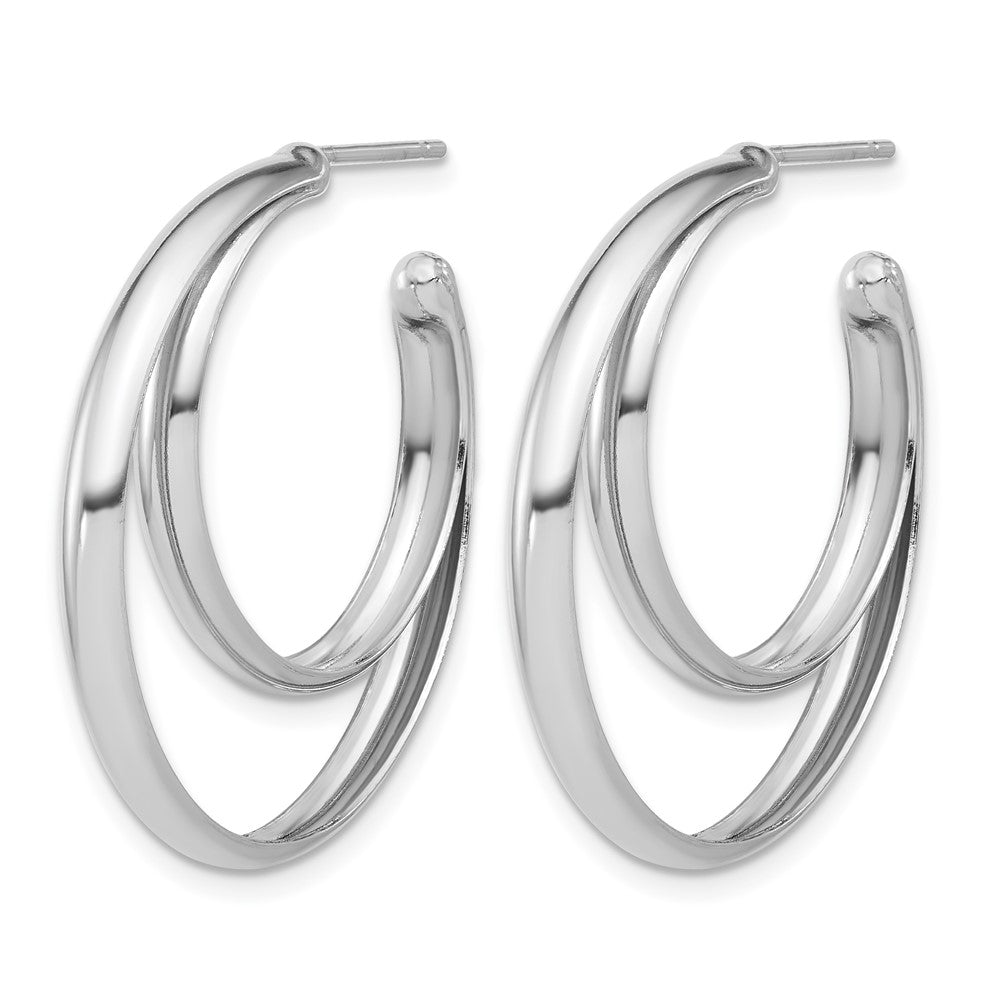 Sterlingsilber Ss Rhodiniert Poliert 31.5mm Doppelt Stecker J Creolen