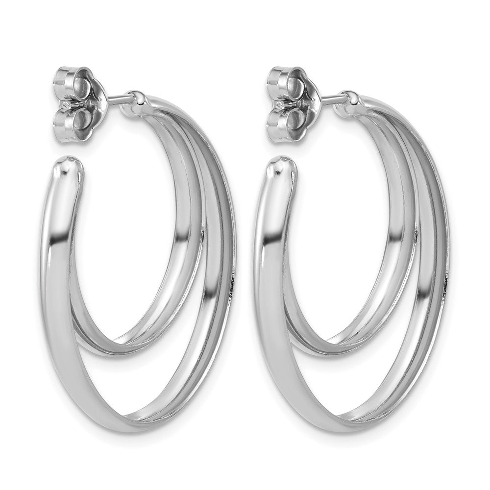 Sterlingsilber Ss Rhodiniert Poliert 31.5mm Doppelt Stecker J Creolen