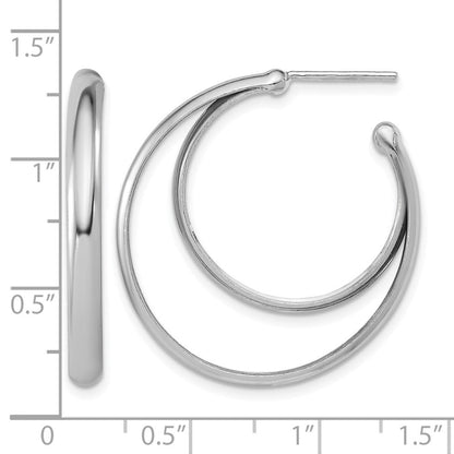 Sterlingsilber Ss Rhodiniert Poliert 31.5mm Doppelt Stecker J Creolen