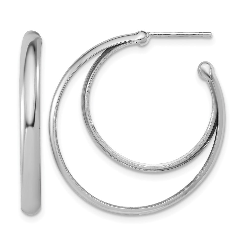 Sterlingsilber Ss Rhodiniert Poliert 31.5mm Doppelt Stecker J Creolen