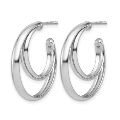 Sterlingsilber Ss Rhodiniert Poliert 26mm Doppelt Stecker J Creolen