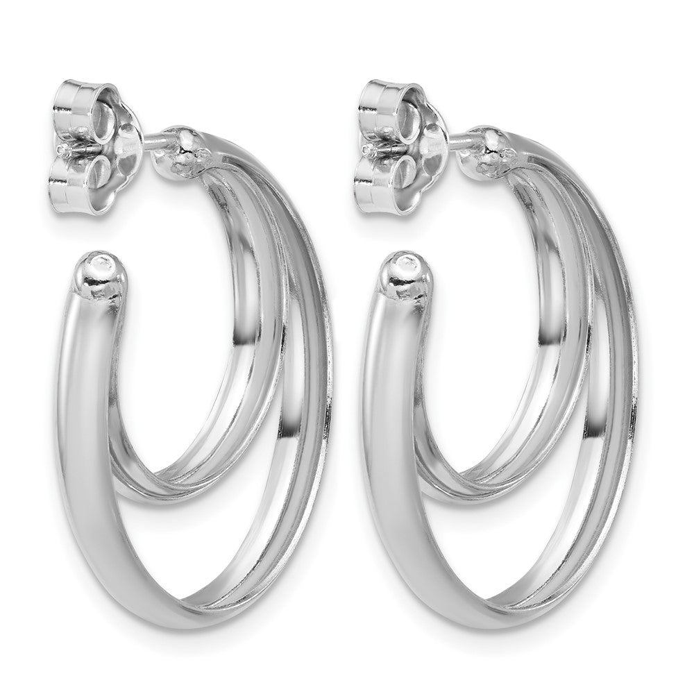 Sterlingsilber Ss Rhodiniert Poliert 26mm Doppelt Stecker J Creolen