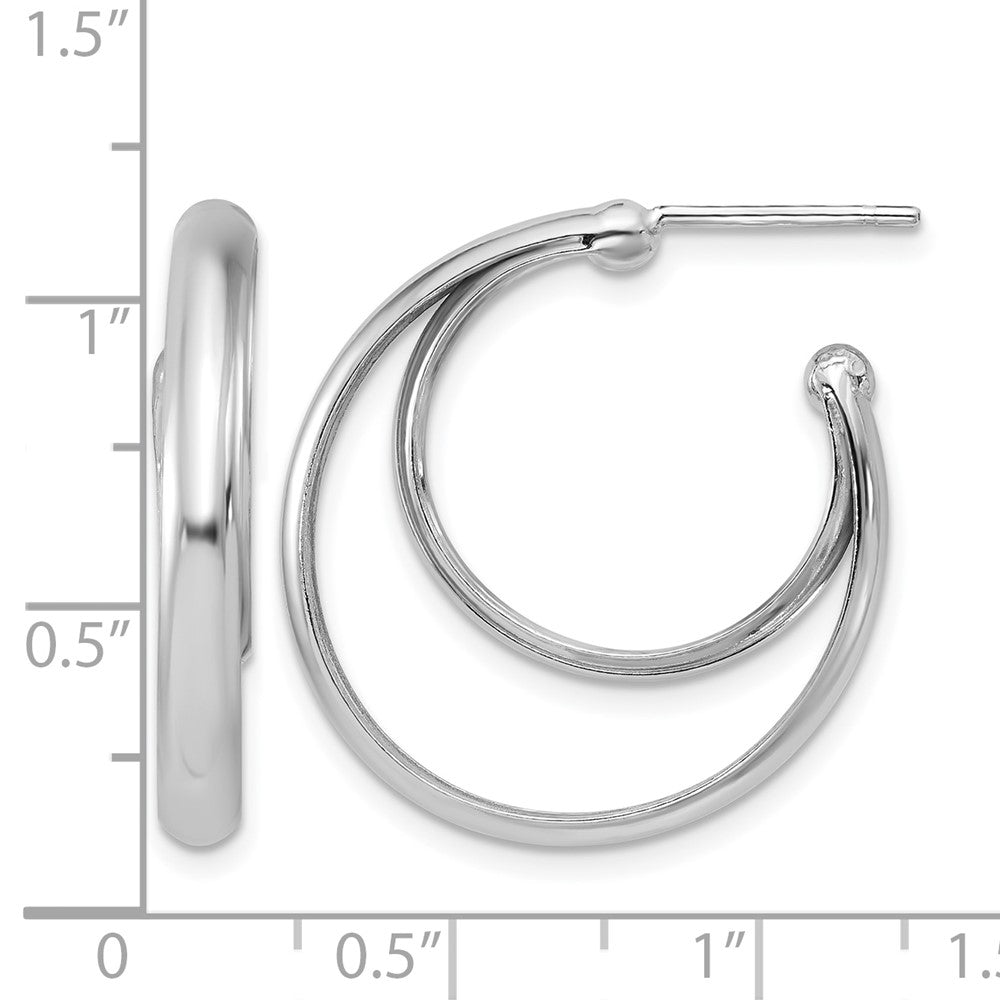 Sterlingsilber Ss Rhodiniert Poliert 26mm Doppelt Stecker J Creolen