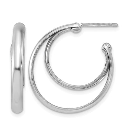 Sterlingsilber Ss Rhodiniert Poliert 26mm Doppelt Stecker J Creolen