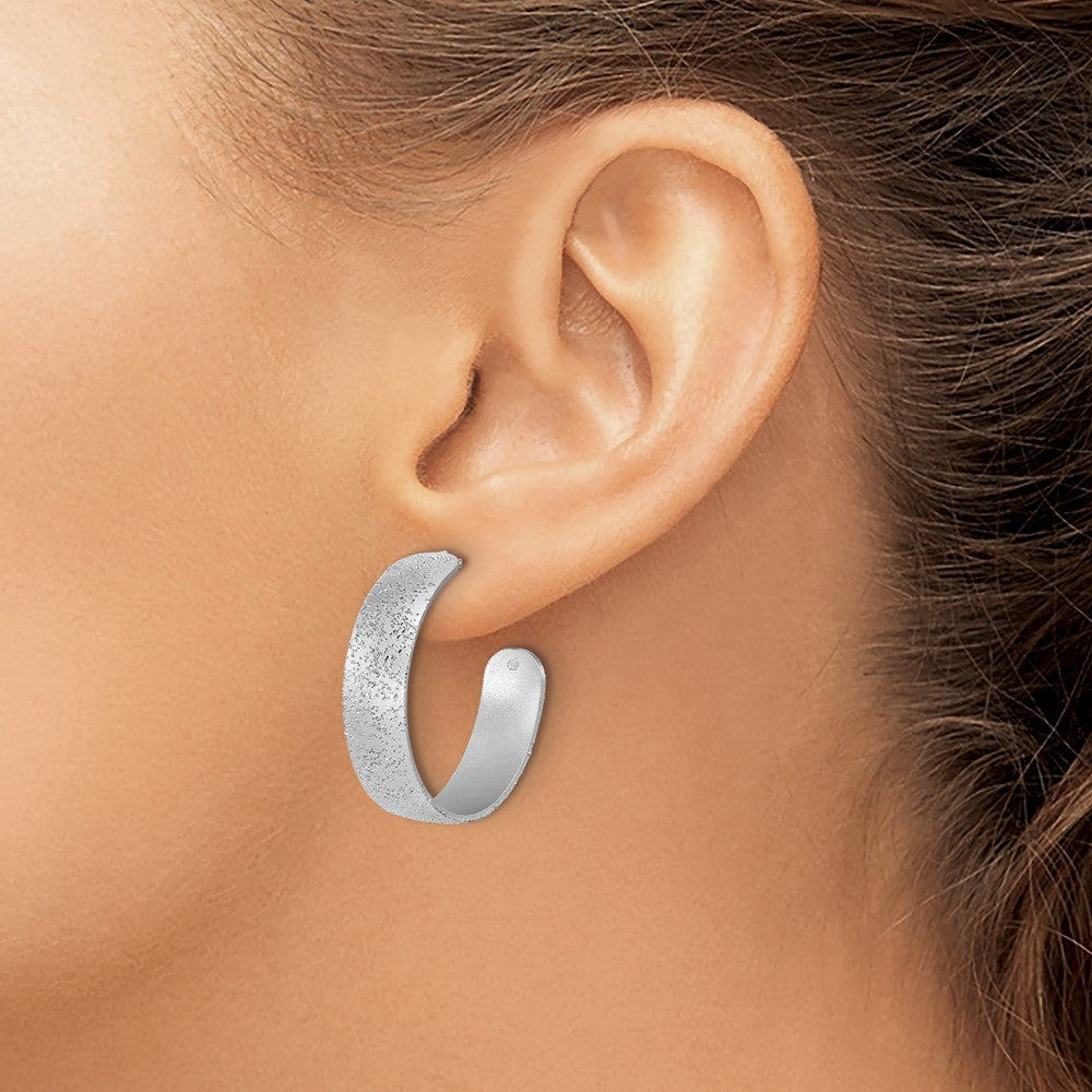 Sterlingsilber Ss Rhodiniert Plt Radiant Essence Strukturiert 29mm Stecker J Creolen