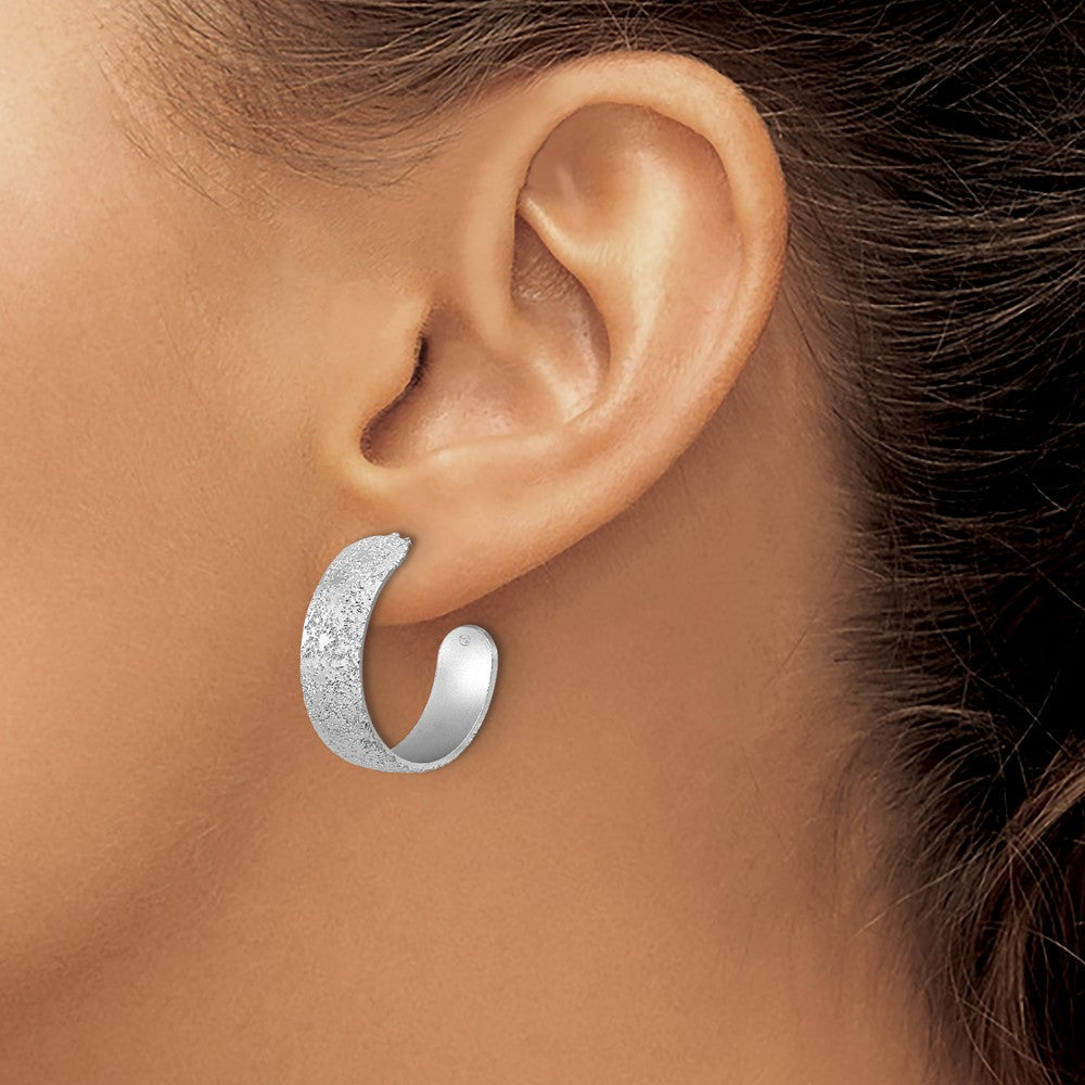Sterlingsilber Ss Rhodiniert Plt Radiant Essence Strukturiert 29mm Stecker J Creolen