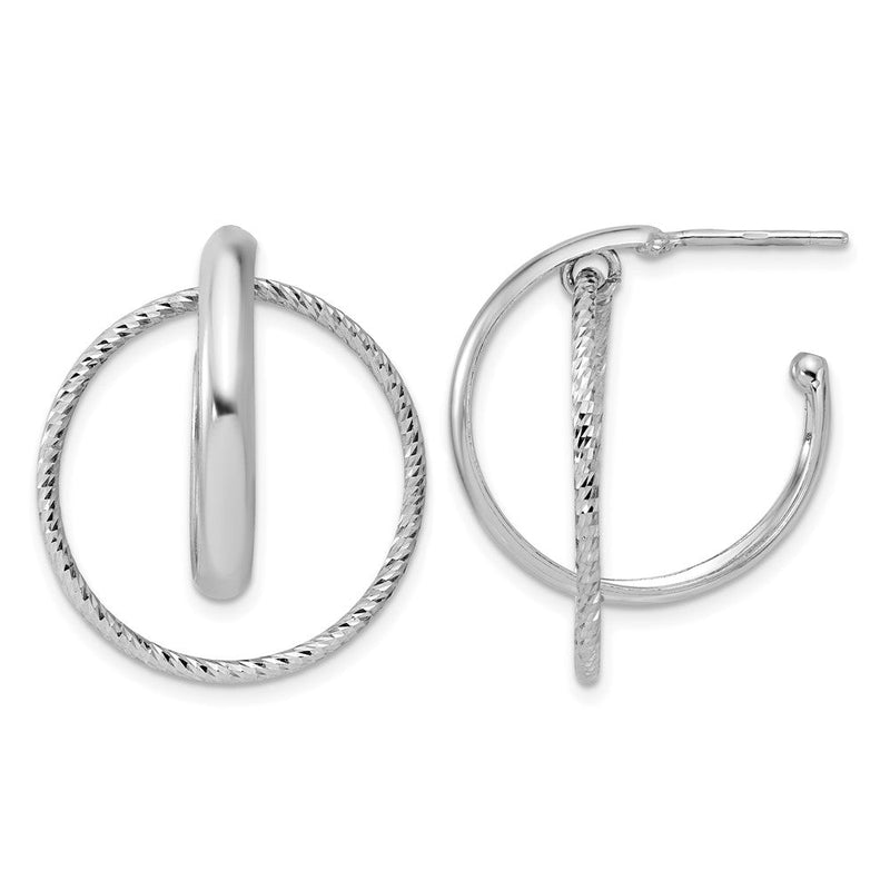 Sterlingsilber Ss Rhodiniert Poliert / Diamant Schliff Fantasie Kreise Stecker J Creolen