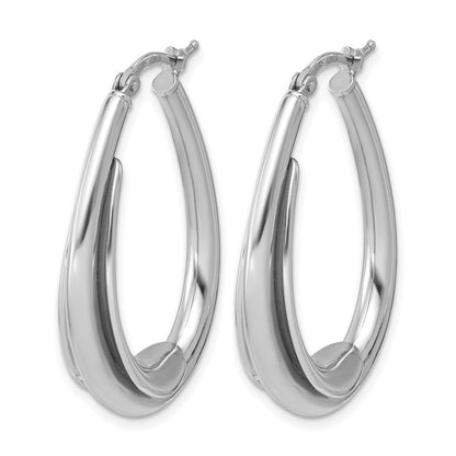 Sterlingsilber Rhodiniert Poliert Fantasie Oval Creolen