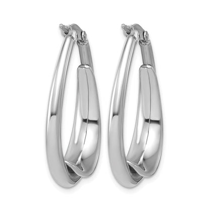 Sterlingsilber Rhodiniert Poliert Fantasie Oval Creolen