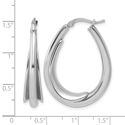 Sterlingsilber Rhodiniert Poliert Fantasie Oval Creolen