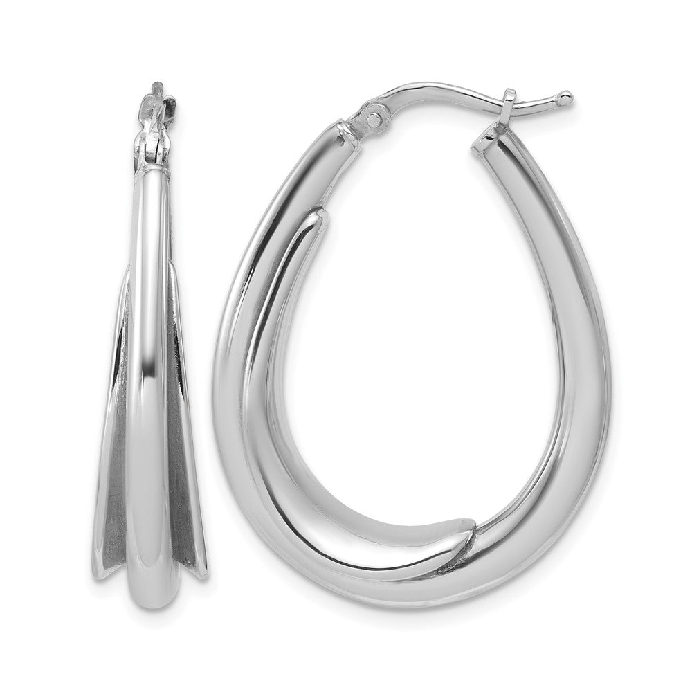 Sterlingsilber Rhodiniert Poliert Fantasie Oval Creolen