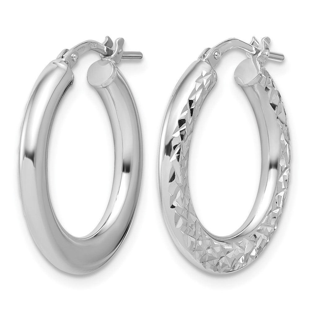Sterlingsilber Rhodiniert Poliert / Diamant Schliff Creolen