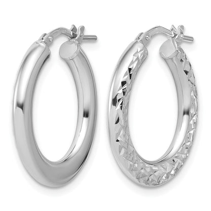 Sterlingsilber Rhodiniert Poliert / Diamant Schliff Creolen