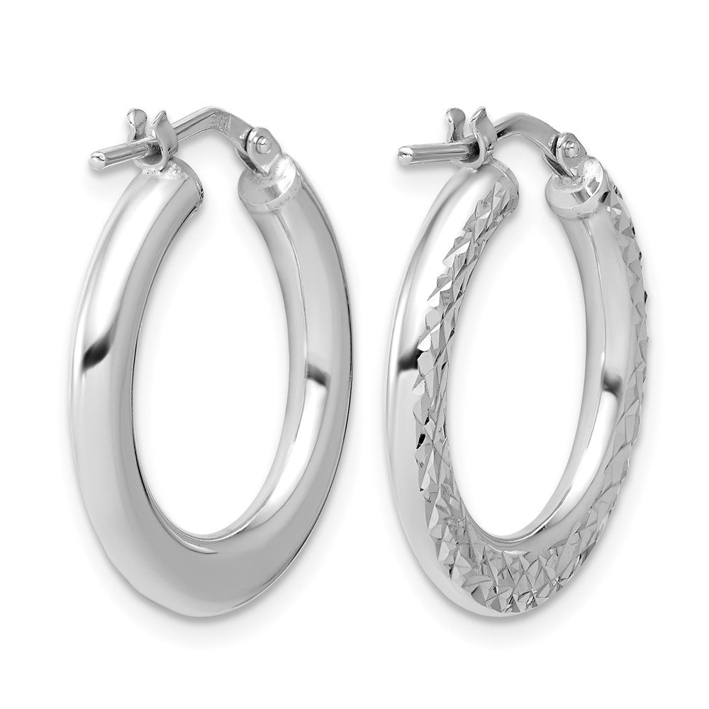 Sterlingsilber Rhodiniert Poliert / Diamant Schliff Creolen
