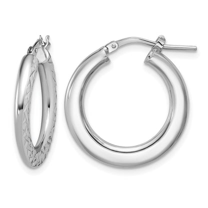 Sterlingsilber Rhodiniert Poliert / Diamant Schliff Creolen