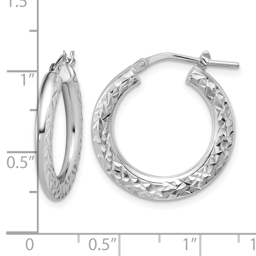 Sterlingsilber Rhodiniert Poliert / Diamant Schliff Creolen