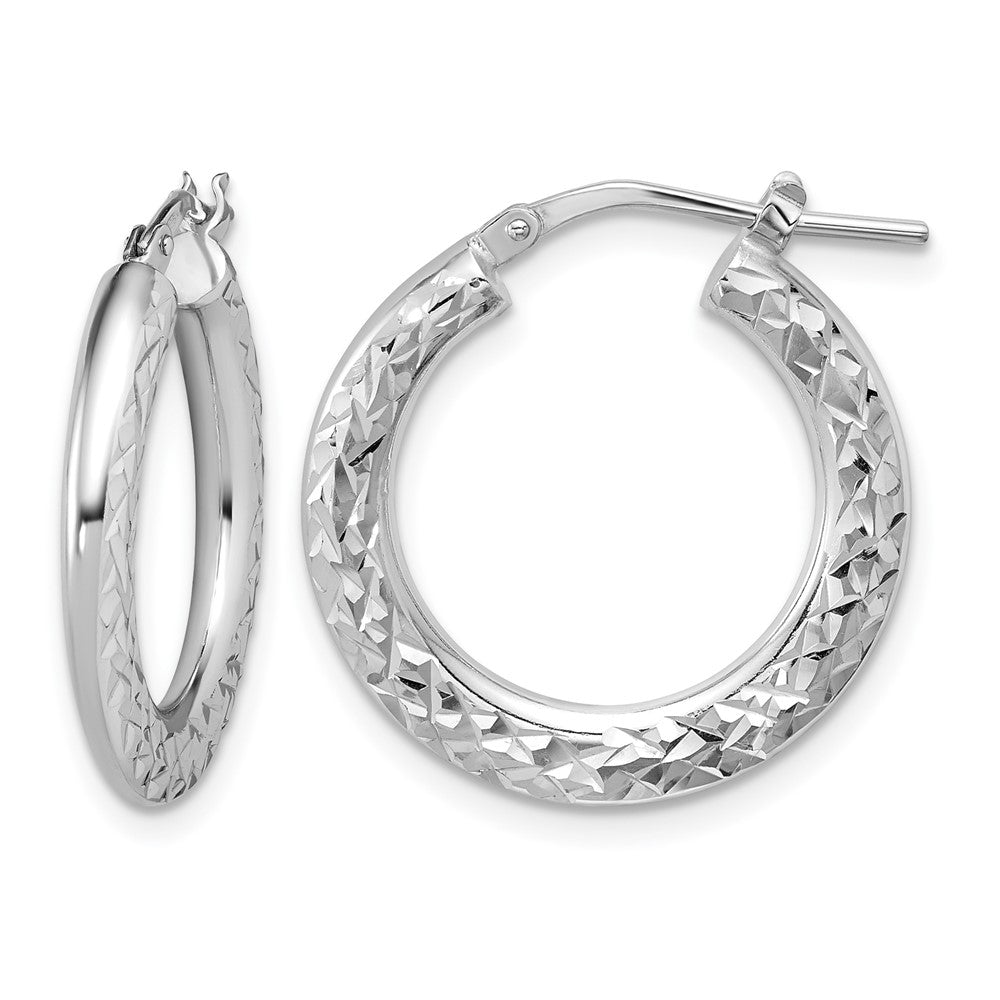 Sterlingsilber Rhodiniert Poliert / Diamant Schliff Creolen