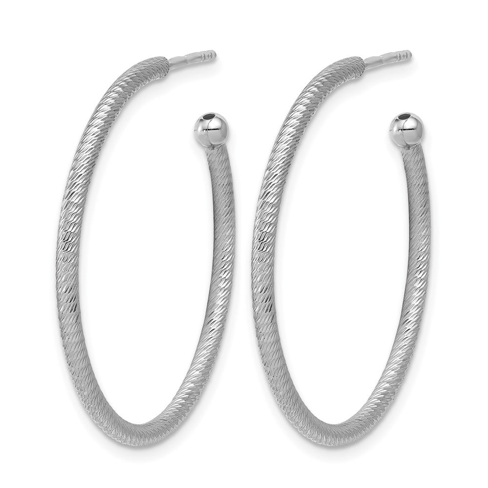 Sterlingsilber Ss Rhodiniert Diamantiert 33x2mm Stecker C Creolen