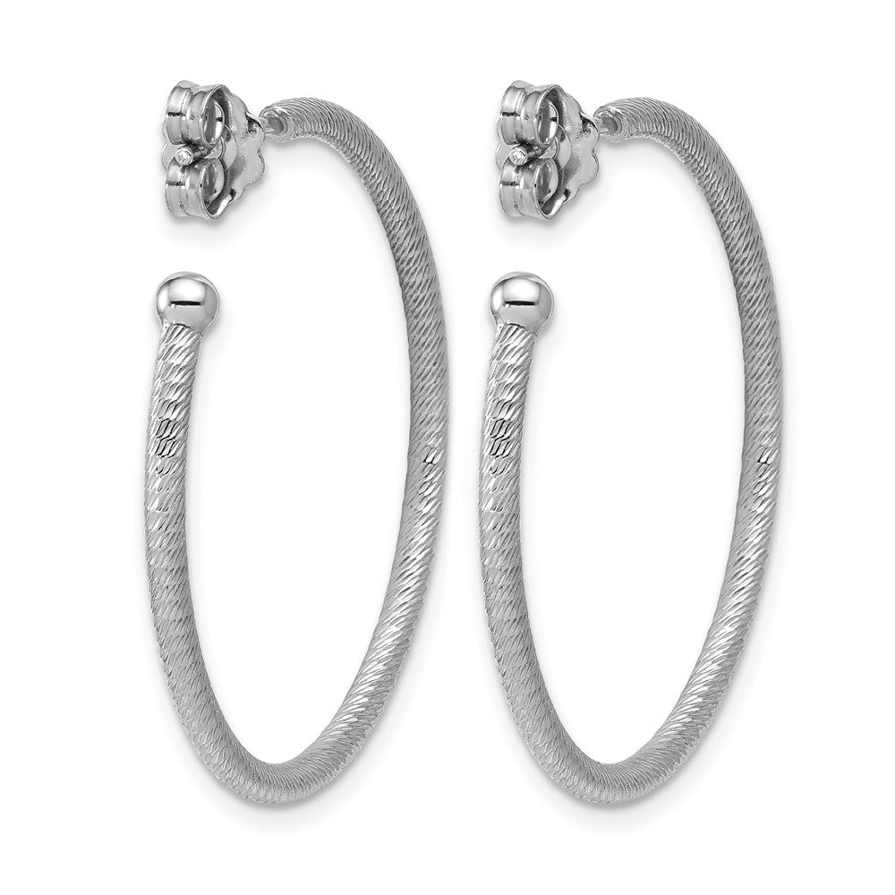 Sterlingsilber Ss Rhodiniert Diamantiert 33x2mm Stecker C Creolen