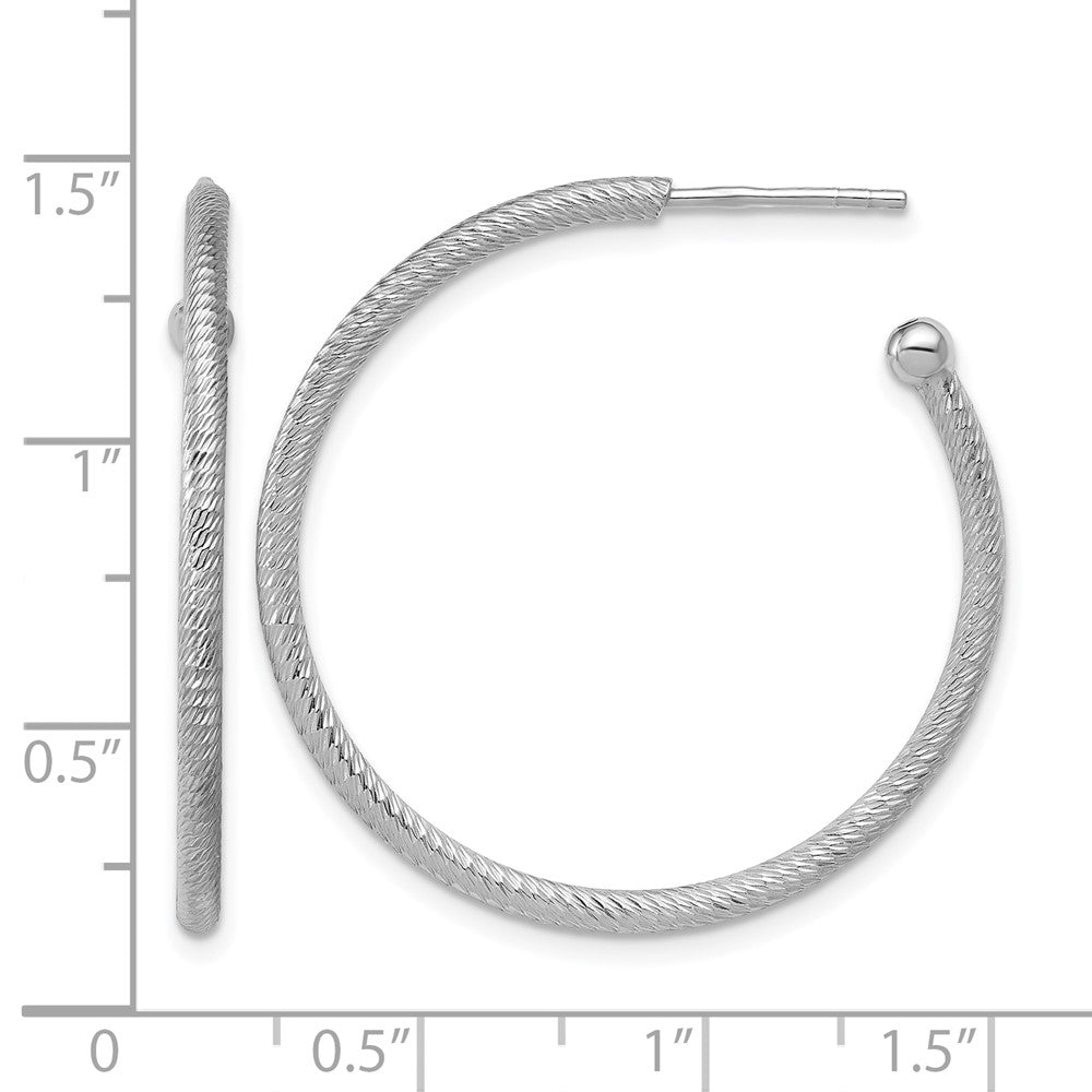 Sterlingsilber Ss Rhodiniert Diamantiert 33x2mm Stecker C Creolen