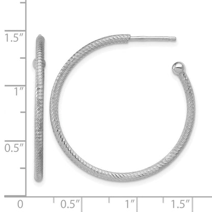 Sterlingsilber Ss Rhodiniert Diamantiert 33x2mm Stecker C Creolen