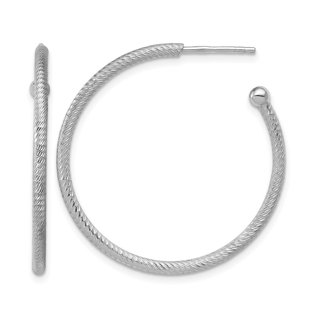 Sterlingsilber Ss Rhodiniert Diamantiert 33x2mm Stecker C Creolen