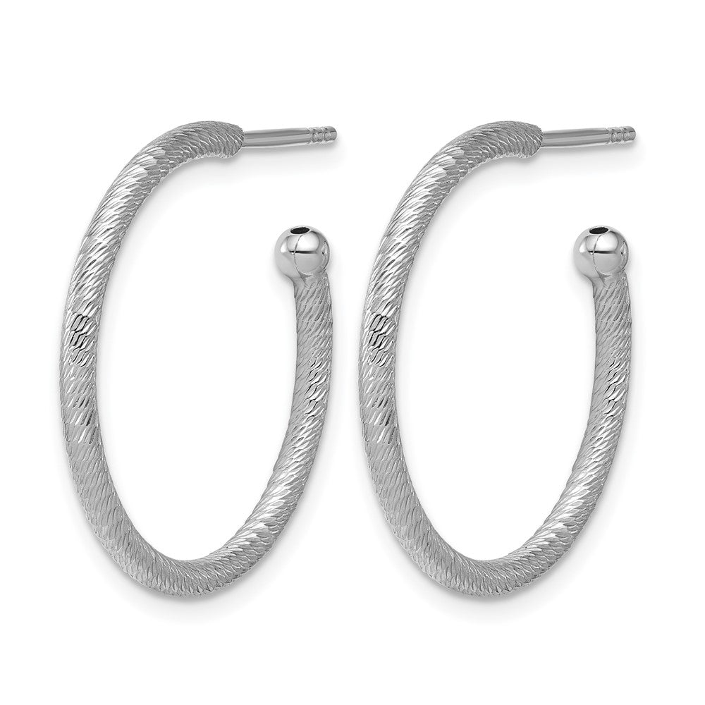 Sterlingsilber Ss Rhodiniert Diamantiert 25x2mm Stecker C Creolen