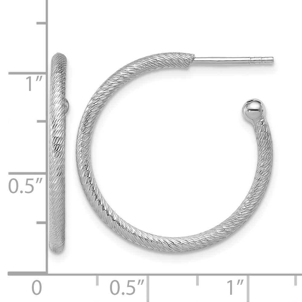 Sterlingsilber Ss Rhodiniert Diamantiert 25x2mm Stecker C Creolen