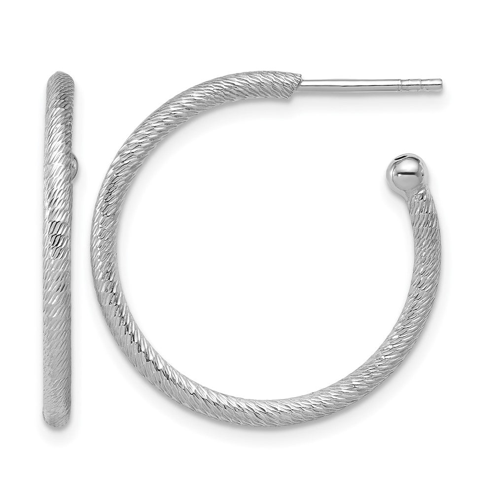 Sterlingsilber Ss Rhodiniert Diamantiert 25x2mm Stecker C Creolen