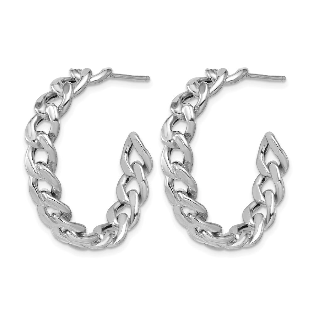 Sterlingsilber Ss Rhodiniert Poliert 34x6.5mm Panzer Glieder Stecker C Creolen