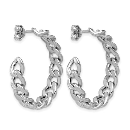 Sterlingsilber Ss Rhodiniert Poliert 34x6.5mm Panzer Glieder Stecker C Creolen