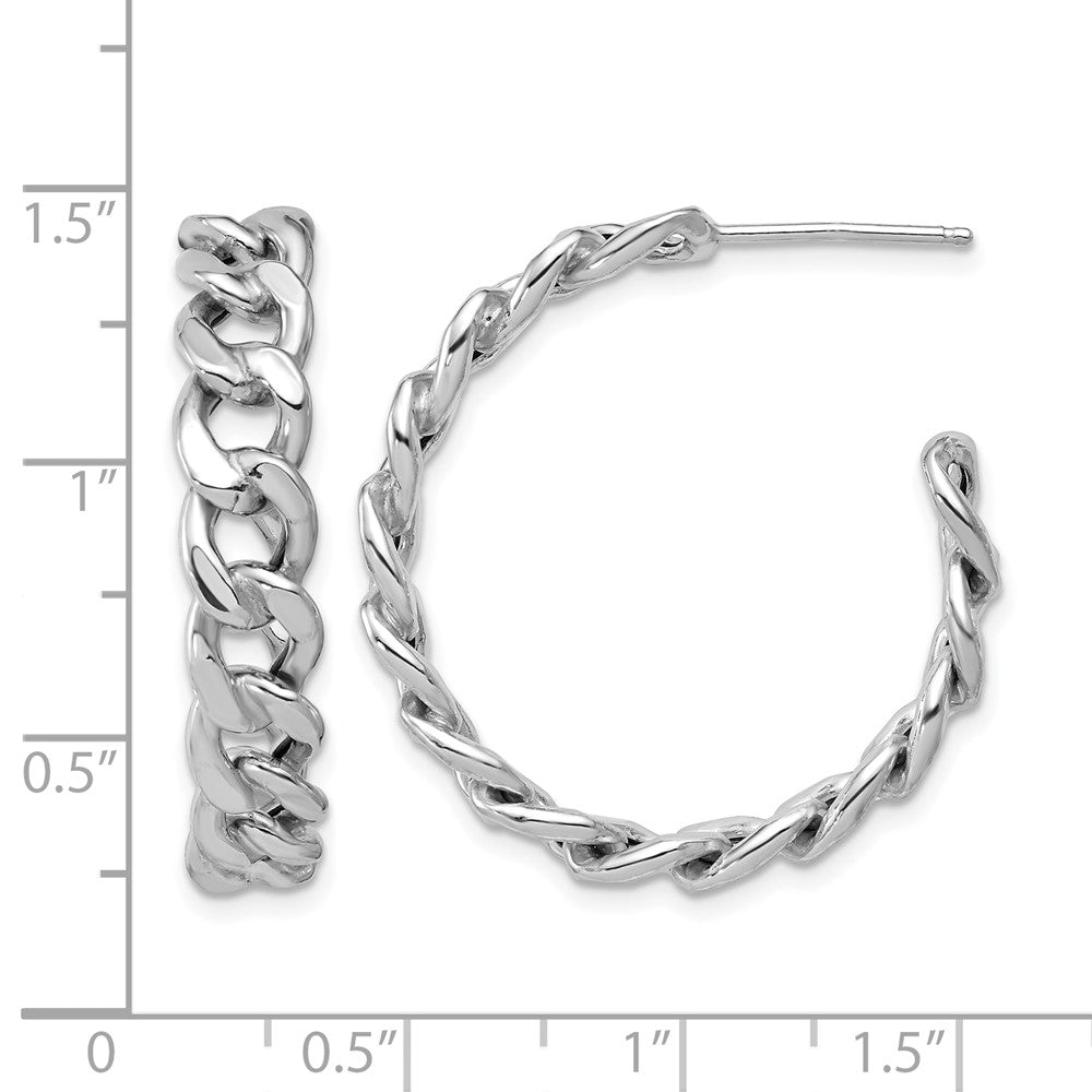 Sterlingsilber Ss Rhodiniert Poliert 34x6.5mm Panzer Glieder Stecker C Creolen