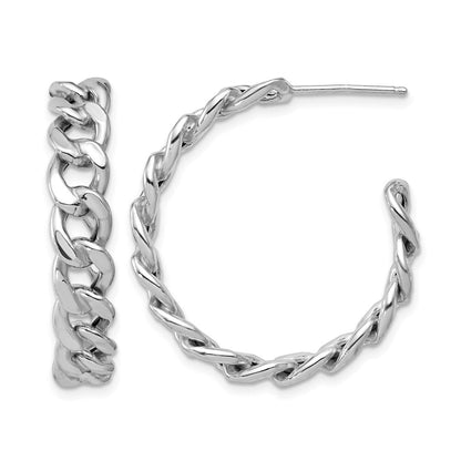Sterlingsilber Ss Rhodiniert Poliert 34x6.5mm Panzer Glieder Stecker C Creolen