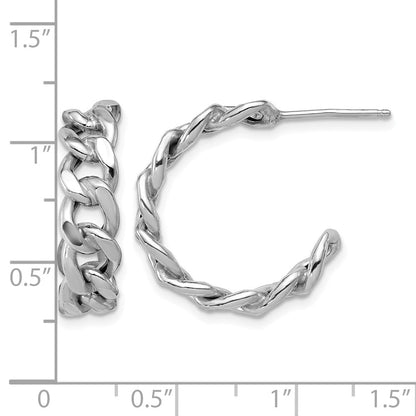 Sterlingsilber Ss Rhodiniert Poliert 24x6.5mm Panzer Glieder Stecker C Creolen
