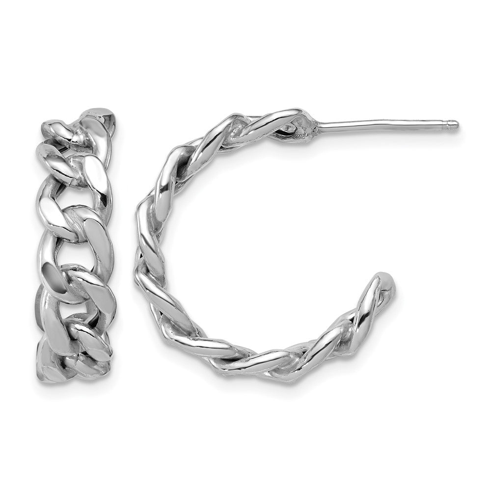 Sterlingsilber Ss Rhodiniert Poliert 24x6.5mm Panzer Glieder Stecker C Creolen