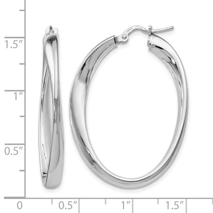 Sterlingsilber Poliert Gedreht Oval Creolen