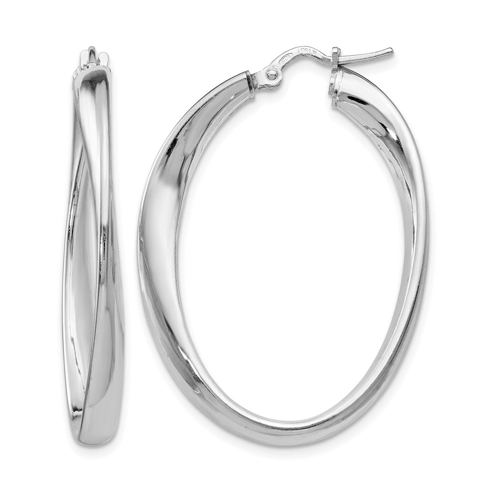 Sterlingsilber Poliert Gedreht Oval Creolen