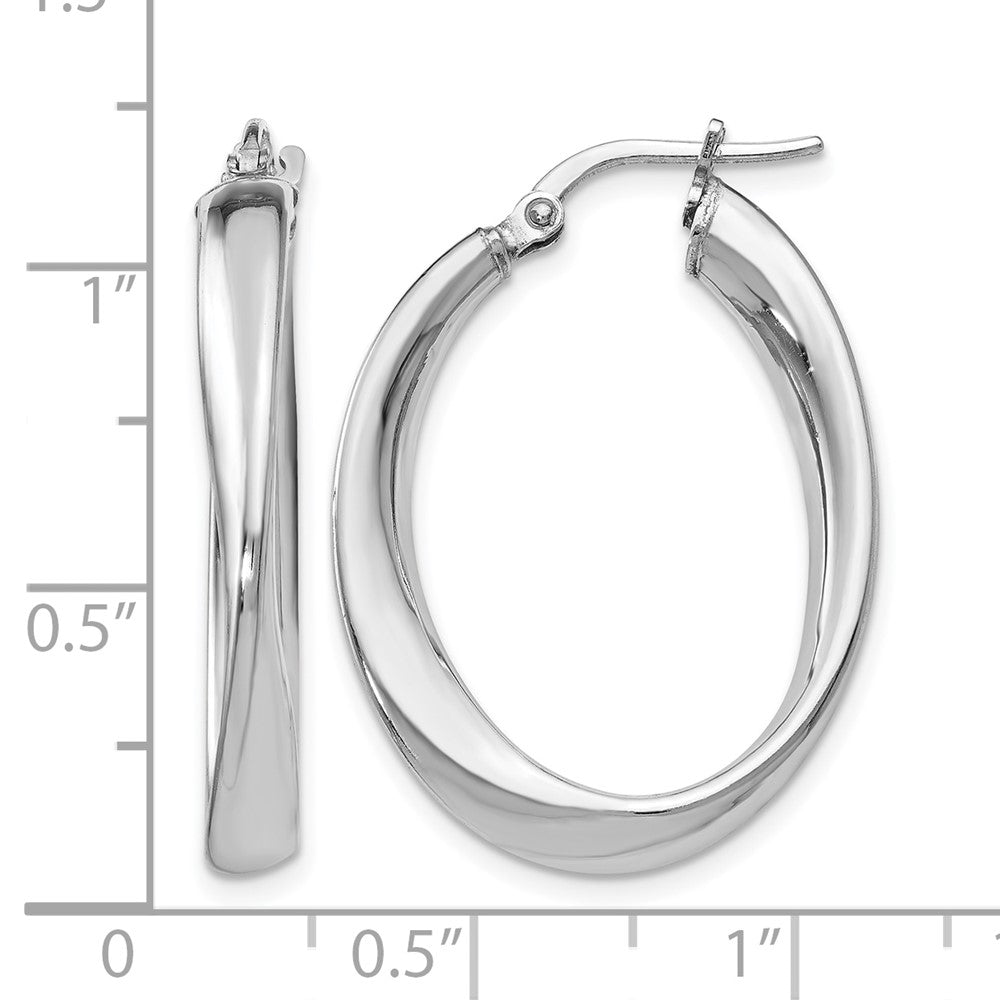 Sterlingsilber Poliert Gedreht Oval Creolen