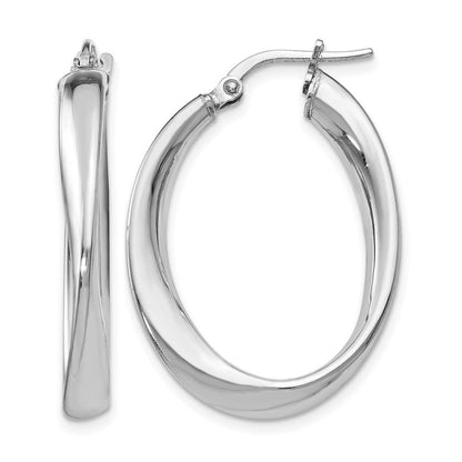Sterlingsilber Poliert Gedreht Oval Creolen