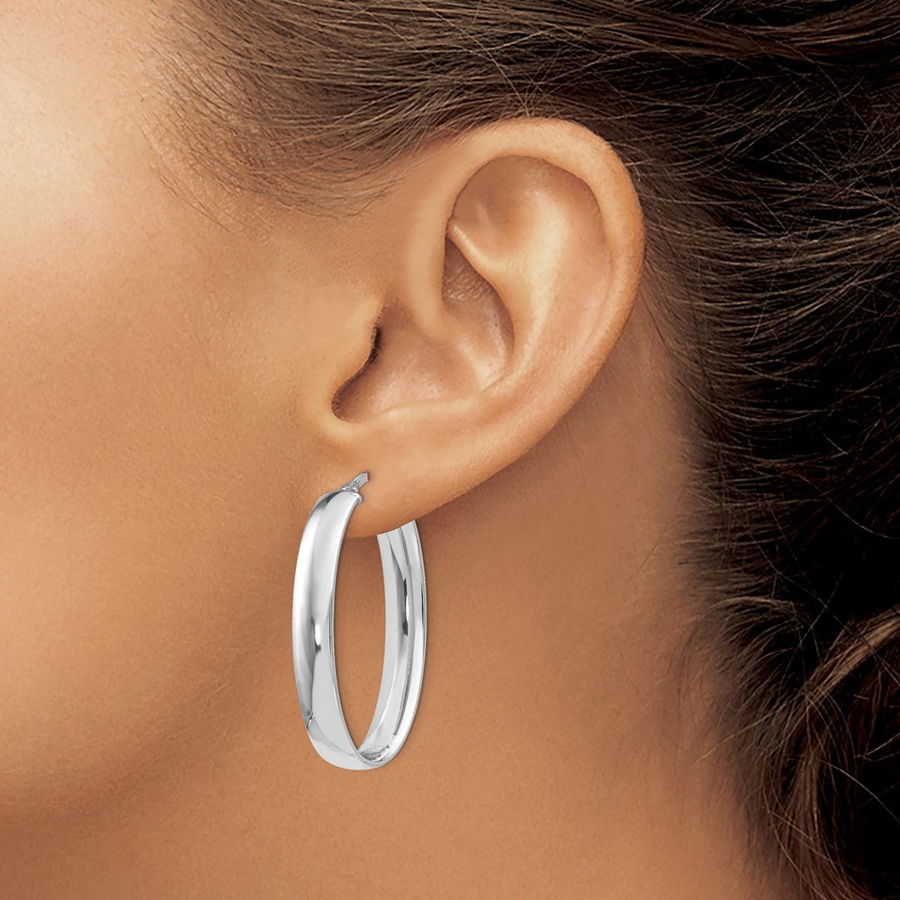 Sterlingsilber Poliert Oval Klappbar Creolen