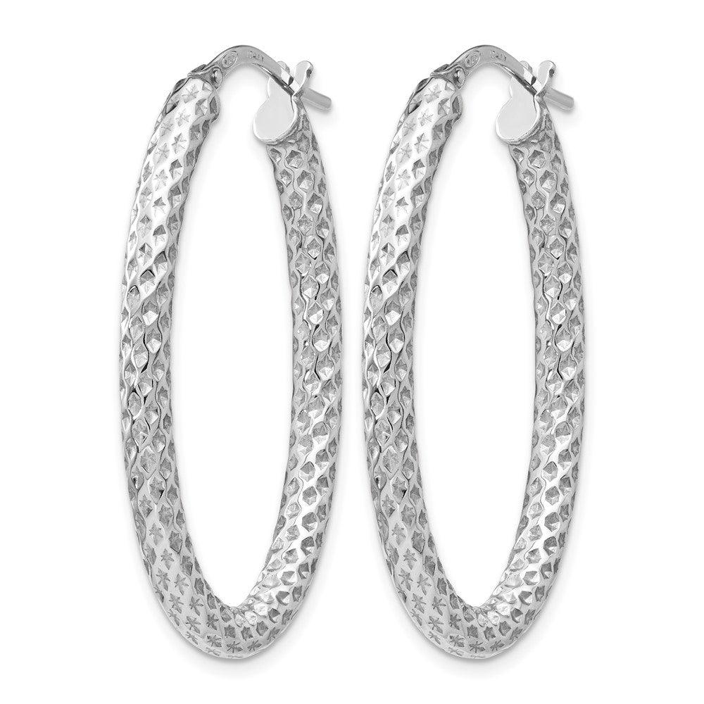 Sterlingsilber Poliert & Strukturiert Oval Klappbar Creolen