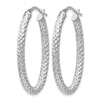 Sterlingsilber Poliert & Strukturiert Oval Klappbar Creolen