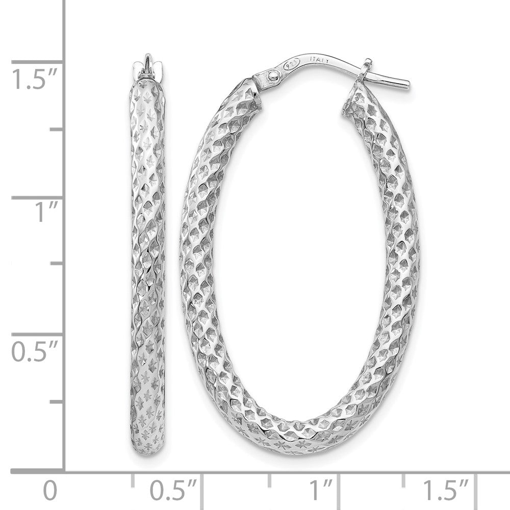 Sterlingsilber Poliert & Strukturiert Oval Klappbar Creolen