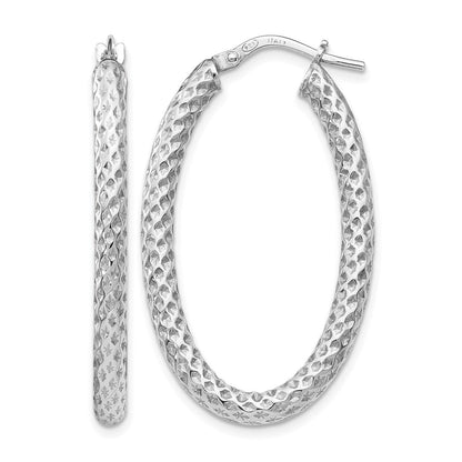 Sterlingsilber Poliert & Strukturiert Oval Klappbar Creolen